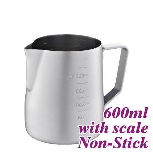 Tiamo不锈钢厚款刻度拉花杯600ml咖啡拉花缸专业咖啡器具打奶泡