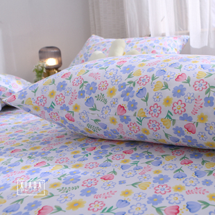 可爱淑女蓝小碎花纯棉床单单件100全棉厚斜纹单双人1.21.51.82.0m