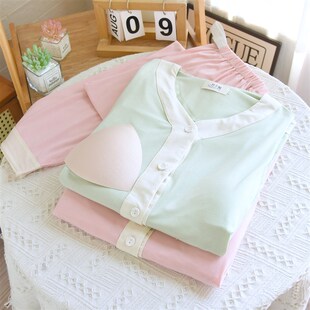 月子服春秋冬季带胸垫产后孕妇睡衣哺乳家居服莫代尔纯棉透气吸汗