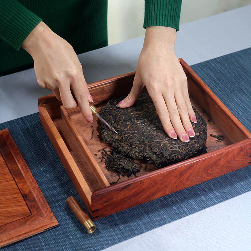 缅甸花梨木普洱茶收纳盒红木开茶盘茶饼分茶盘实木撬茶盘拆茶工具