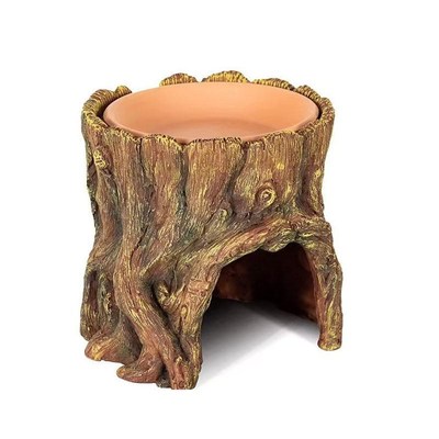 爬宠仿真加湿洞穴食盆水盆鬃狮守宫蜥蜴寄居蟹三合一树洞躲避造景