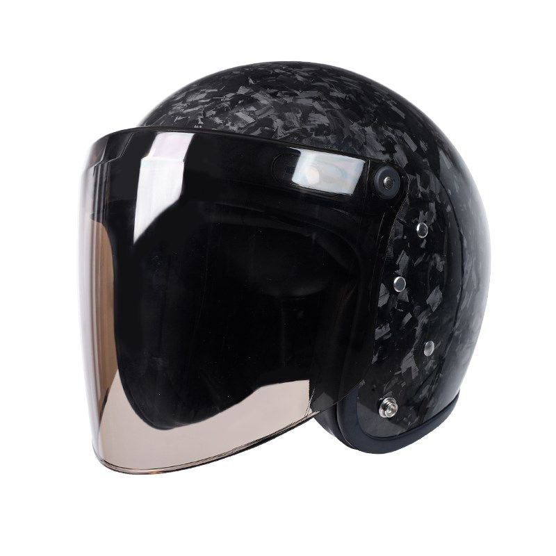 碳纤维小盔体摩托车头盔男覆古巡航机车四分之三盔骑行半盔超轻女