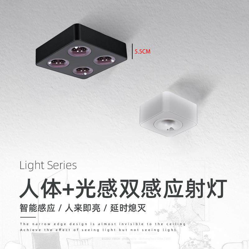 明装感应射灯免吊顶斗胆灯玄关过道入户楼梯光感人体感应高显指