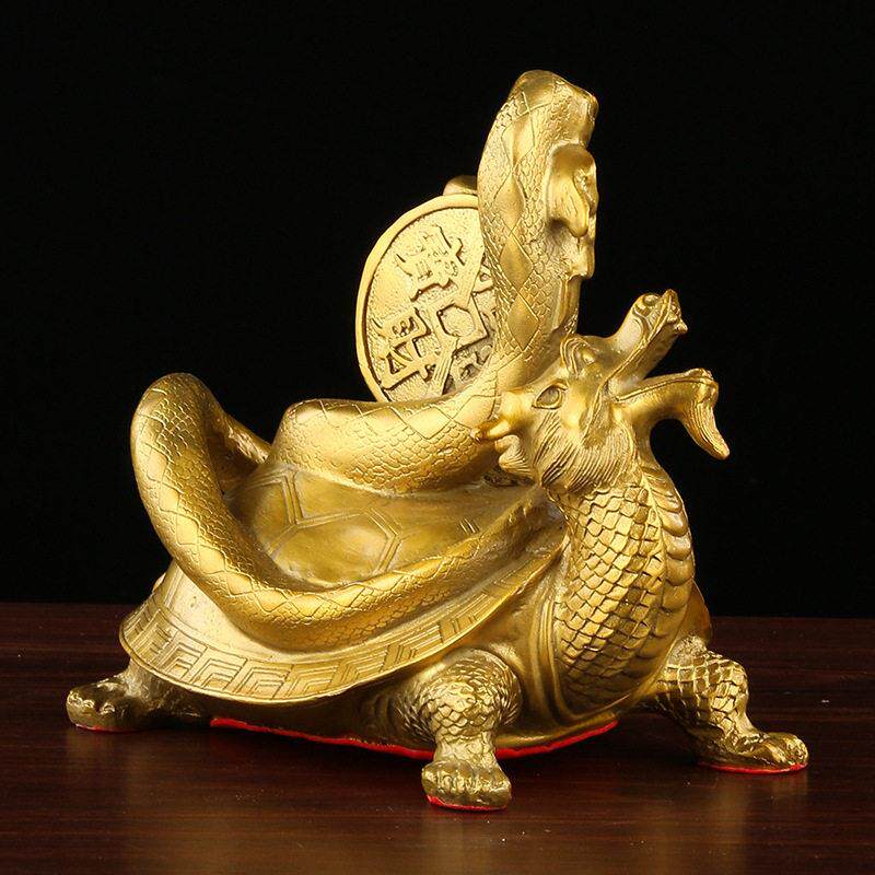 黄铜金钱玄武摆件 铜玄武 铜四方兽家居龙龟工艺品摆饰