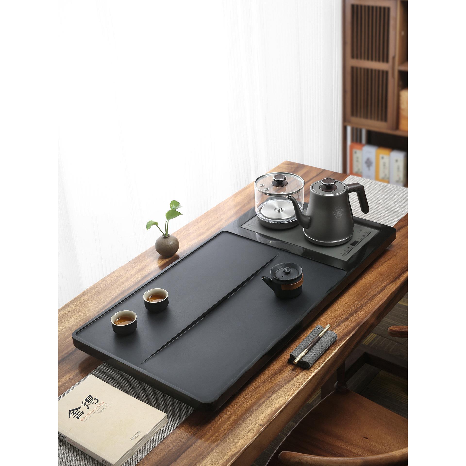 天然乌金石茶盘全自动套装一体原石办公室家用烧水壶整套茶具茶台