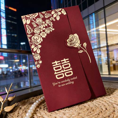 请柬2026新款定制打印结婚邀请函结婚礼花卉烫金高档精致创意喜帖