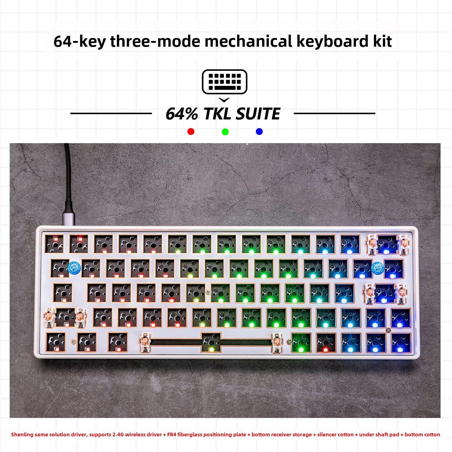 三模Gh60 Pcb机械键盘套件兼容Wooting左手64键61热插拔自定义Rgb图片