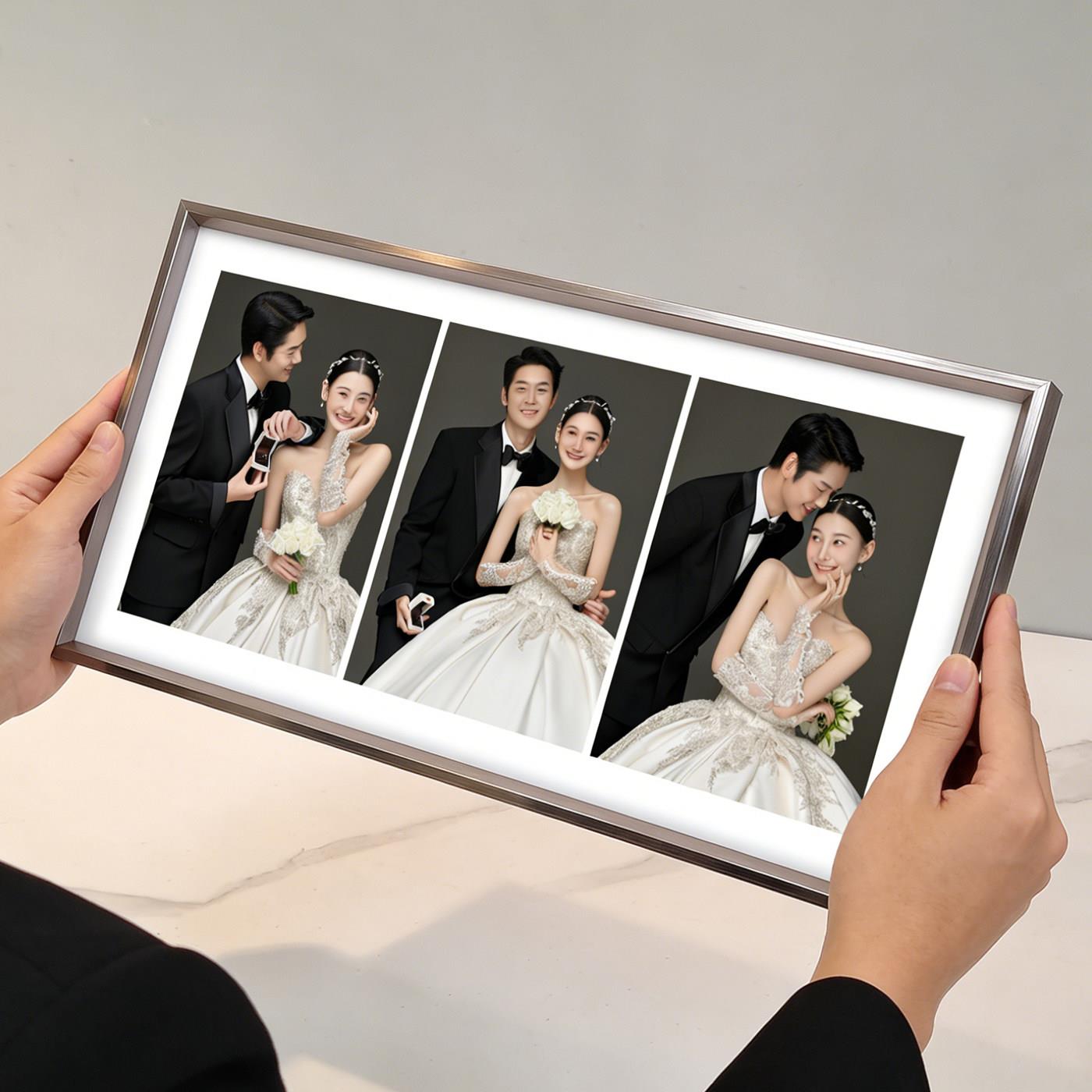 三宫格相框摆台照片定制高级感婚纱照宝宝照桌摆高级感结婚照相框