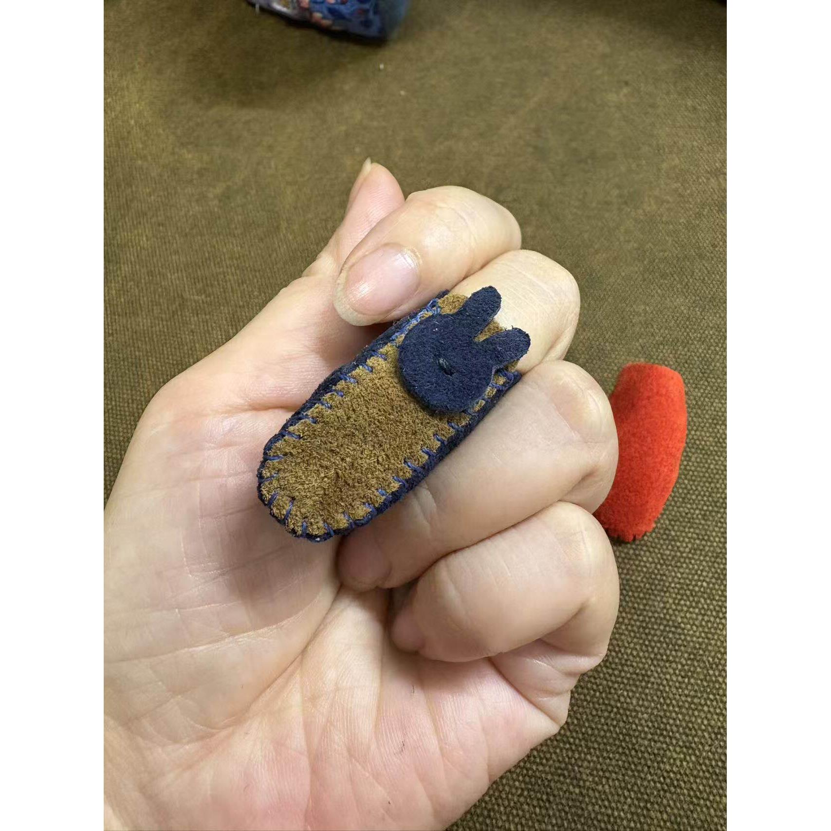 真皮手工顶针指套 一套3个