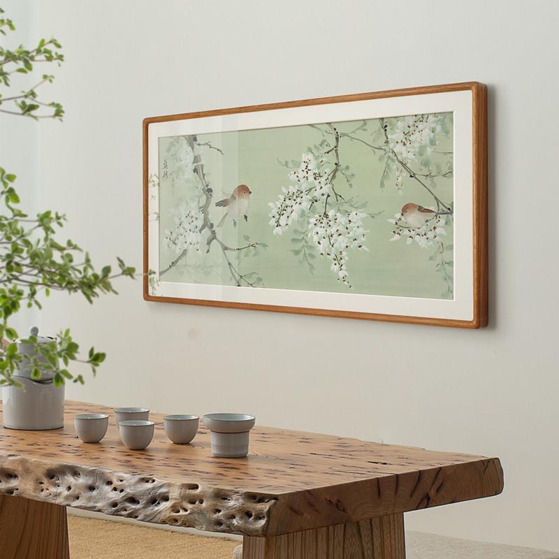 新中式花鸟装饰画客厅悬挂画框有框画可定制优雅壁画