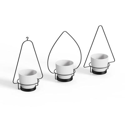 北欧挂花eee007盆艺挂铁架悬吊盆陶瓷园艺多肉吊篮盆栽花壁挂花架