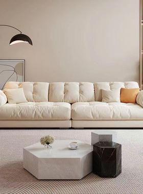 17617奶油风简布艺沙发客厅小户型约现代轻云奢技布直排家科用朵