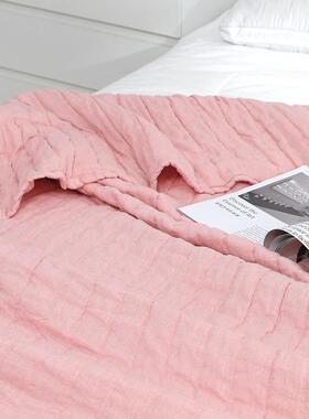 舍毛巾被纯莎棉纱布人多层薄款单全棉家用毛巾毯成夏ZOP凉床被