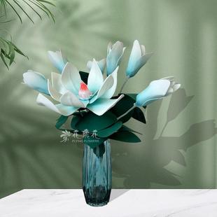 花飞花现货纸艺仿真玉兰花单朵瓶插组合餐桌花客厅玄关花艺