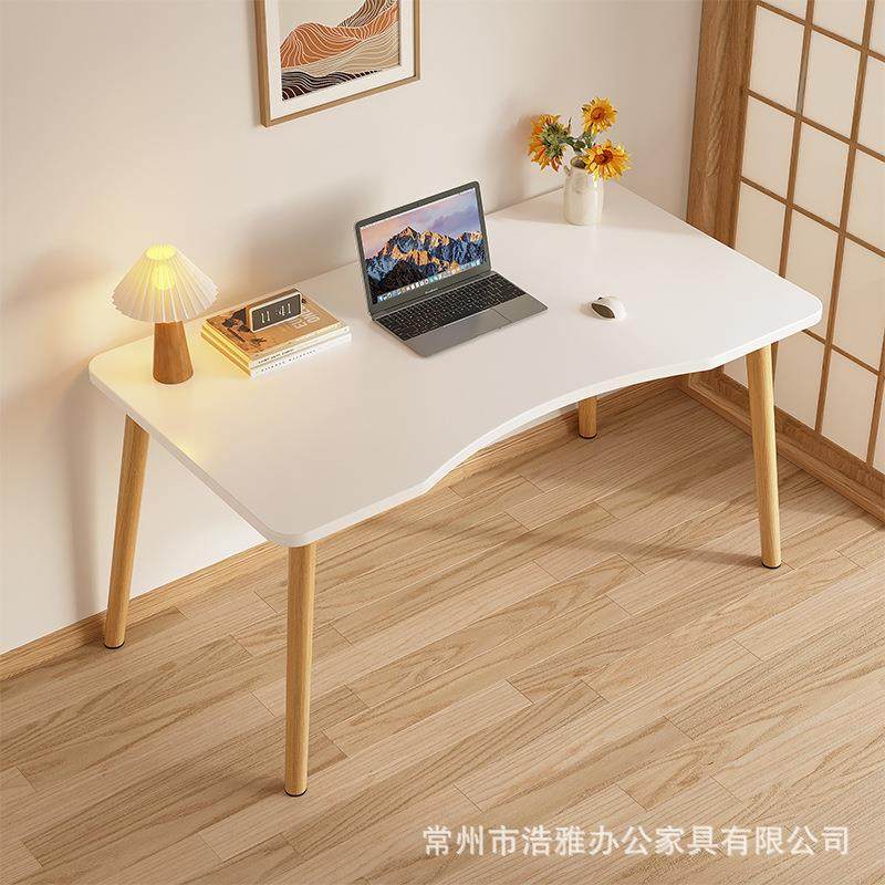 电脑桌卧室家用书桌台式学生学习写字桌子简易出租屋实木腿办公桌