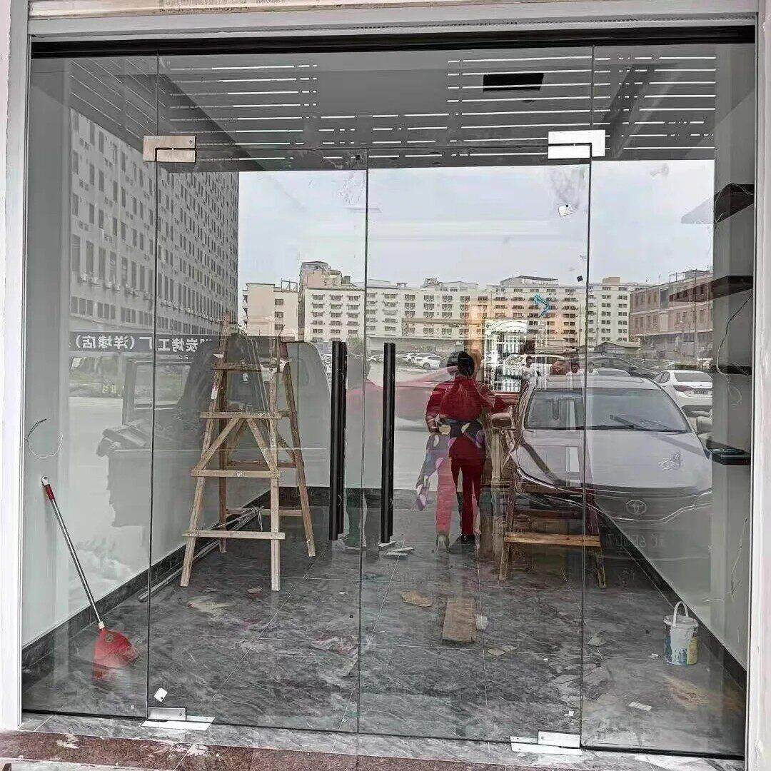 深圳本地地827簧门门玻璃隔断门面平开推拉门弹玻纯璃门双门单开