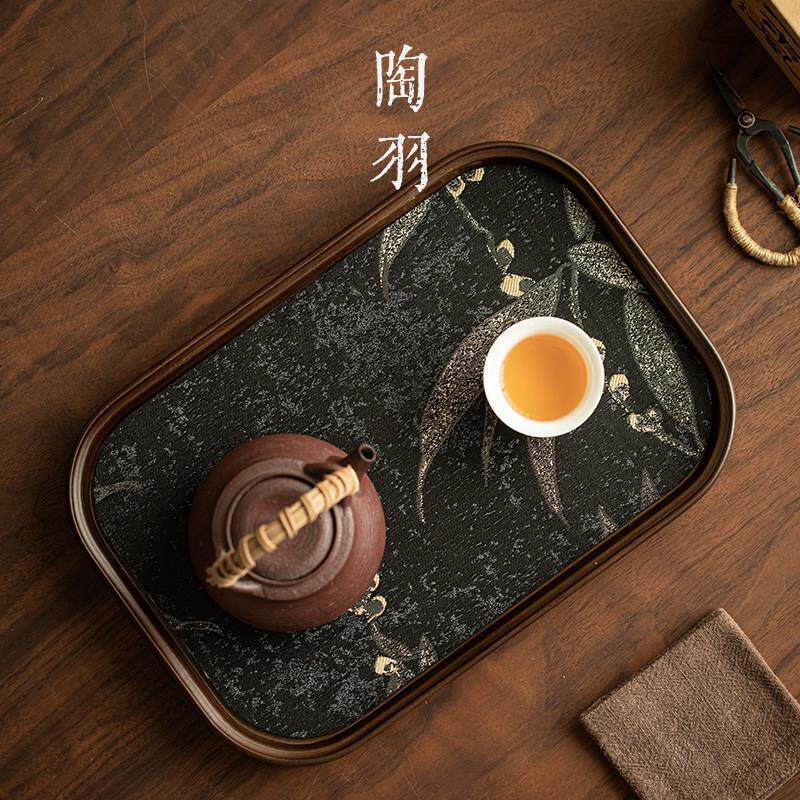 圆角制长小方托盘茶盘竹干泡盘水果型盘复102905古茶具收纳盘家用