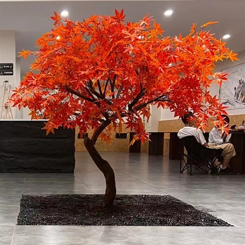 仿真枫叶树假枫树大型商场酒店绿植鸡爪槭假树装饰许愿造景红枫树