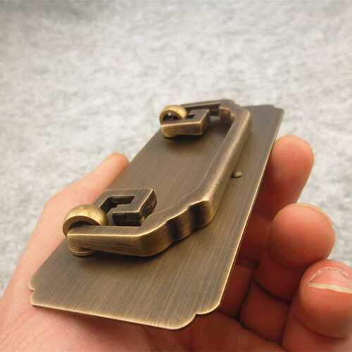 中式回纹简约抽屉衣柜仿古加厚把手方形拉手橱柜半圆纹门纯铜回字