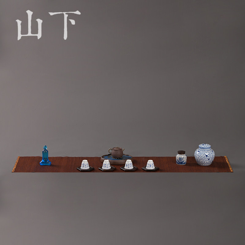 大漆细丝竹茶席竹制禅意茶垫长款功夫茶杯垫日式餐垫桌旗茶道配件
