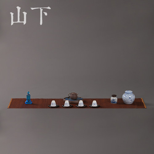 大漆细丝竹茶席竹制禅意茶垫长款功夫茶杯垫日式餐垫桌旗茶道配件