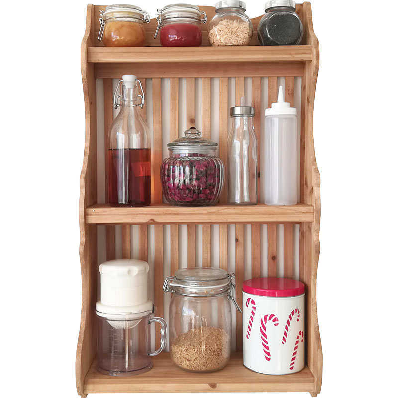 搁板厨房瓶子收纳架餐厅碗筷杂物杯子材料实木置物架吊柜壁挂墙上