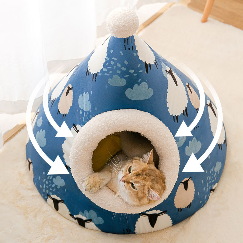 猫窝四季通用蒙古包半封闭式冬季小狗窝冬天保暖猫咪垫子宠物用品