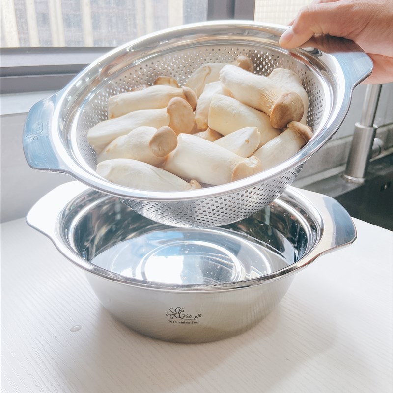 维乐仕304不锈钢沥水篮洗菜盆洗果盆 厨房家用蔬果沥水两件套盆