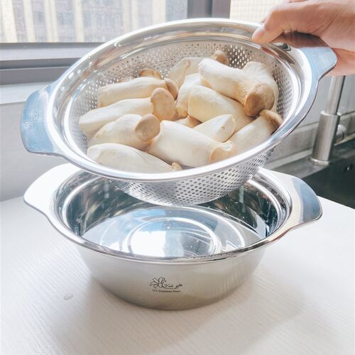 维乐仕304不锈钢沥水篮洗菜盆洗果盆 厨房家用蔬果沥水两件套盆