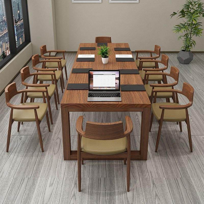 北欧实木会议桌长桌椅组合长条洽谈长方形原木大型桌工作台办公桌