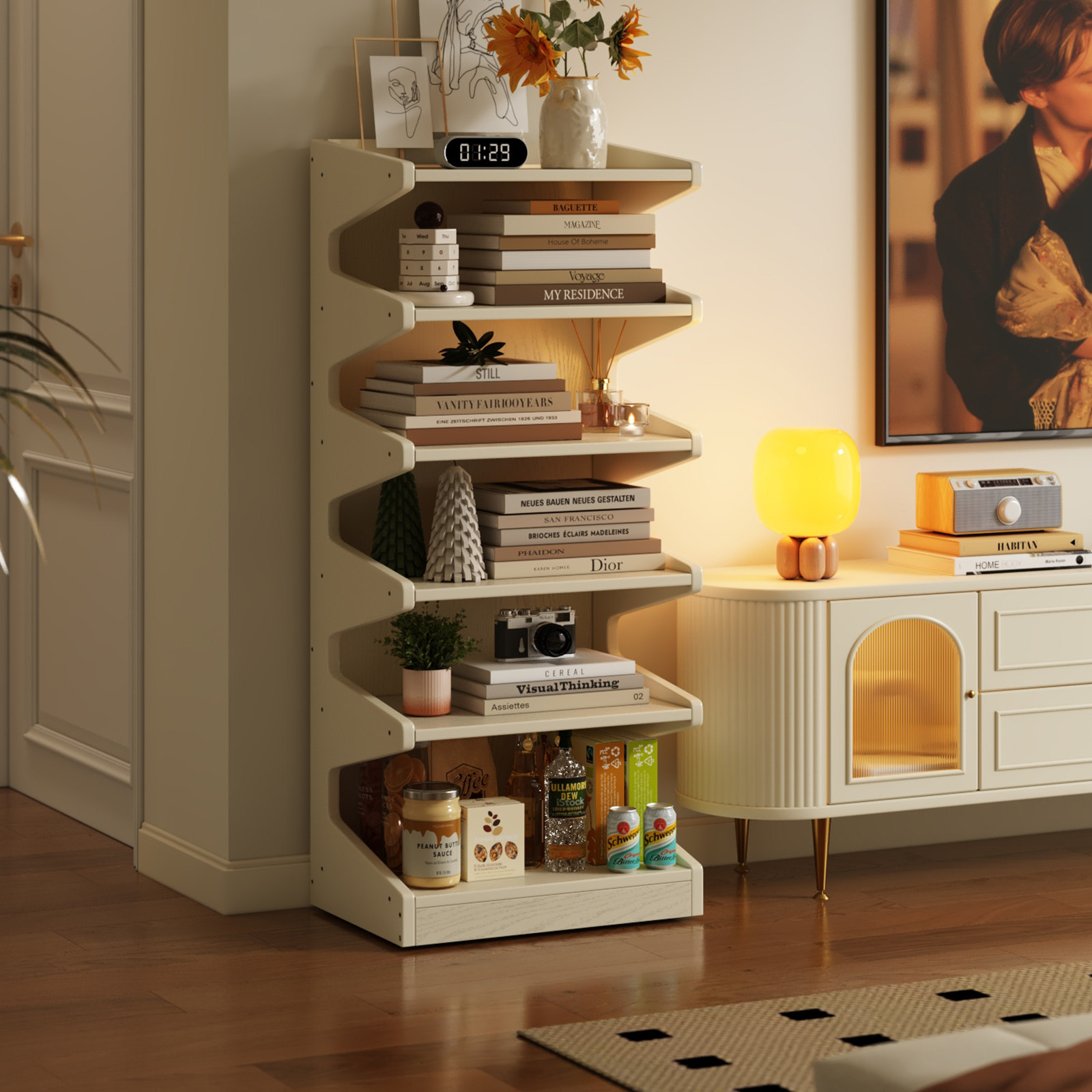 实木置物架简约移动书架家用多层开放式收纳架小户型客厅陈列架子,住宅家具,搁板/置物架/家用陈列架,淘宝优惠券,粉丝福利购,淘宝优惠卷