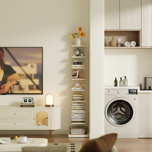 客厅隐形书架实木落地置物架小户型转角书柜简约多层家用收纳架子