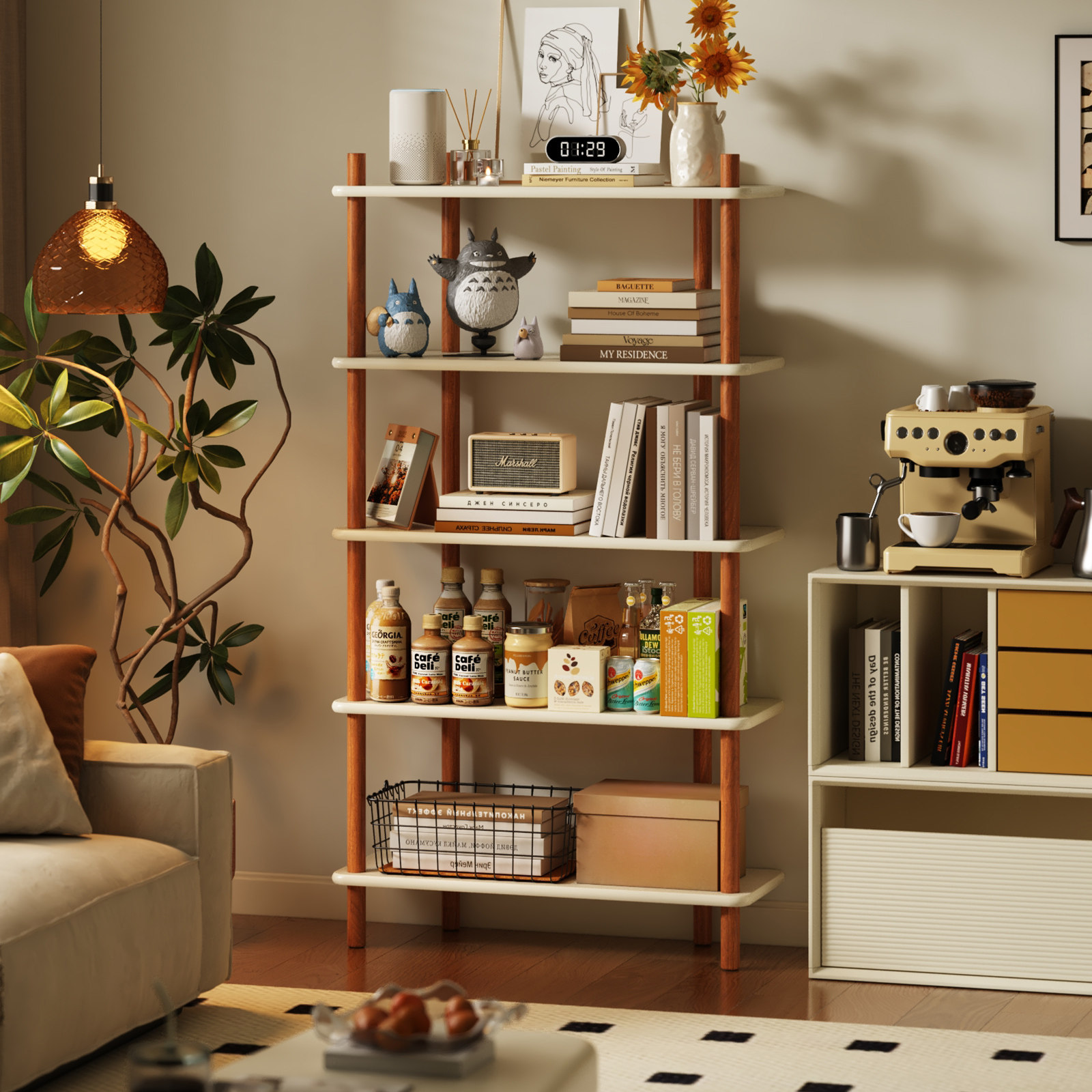 实木置物架落地书架家用书柜展示架一体靠墙儿童白色展示收纳架子,住宅家具,搁板/置物架/家用陈列架,淘宝优惠券,粉丝福利购,淘宝优惠卷