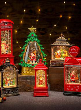 款圣诞节注水发话光品带音多乐摆件电亭油灯风灯圣诞装饰圣诞VGX