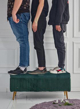 鞋换鞋凳布约艺金腿服装39404店凳子式休息凳欧简店长凳子床尾收