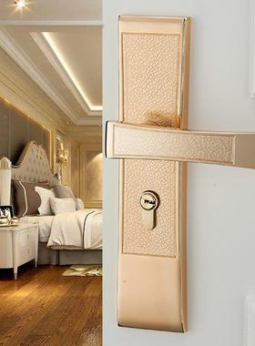 式美黑色门锁室内静音锁房间门双锁舌卧室锁L813-L83简约通用型门