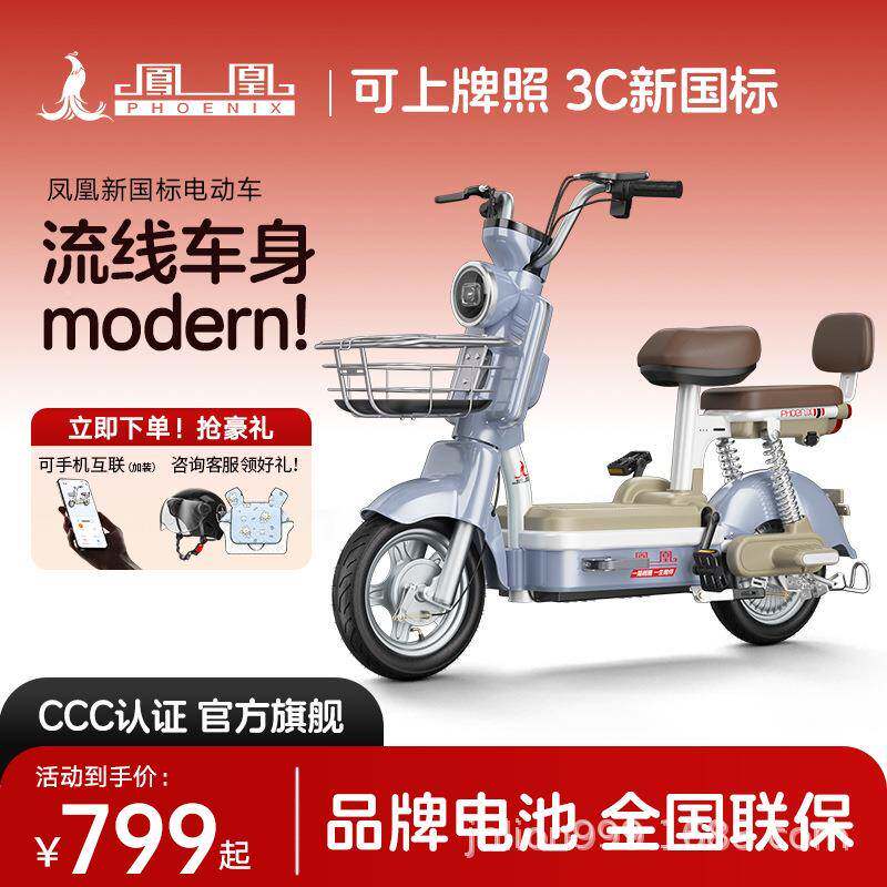 凰新国标电摩丁动动车新复古电自行凤车成人轻便女生小款型电瓶车