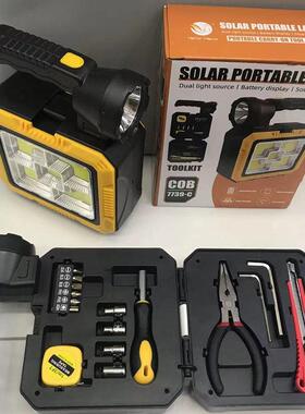 太阳能YH-A229手电筒多能置套工具功装应急照明户外内高亮手提探