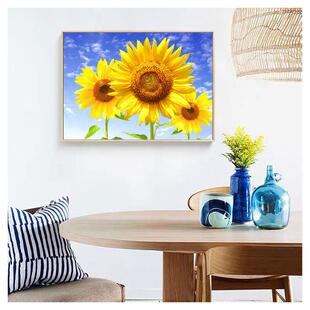 卧SF644075室床头装画饭餐厅饰挂画现代简约田风格厅向日葵壁画宾