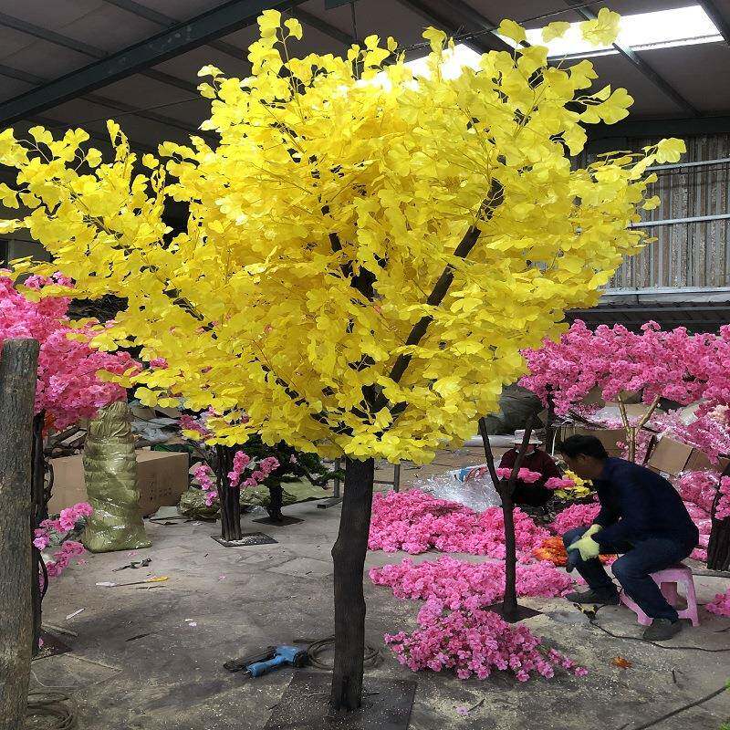 银树仿真银杏树花仿杏真树成婚礼品家居户外假树树园林造景许愿庭