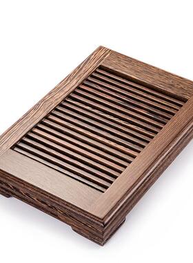 简水QF002约实木茶盘盘小号天然原鸡翅黑檀抽木屉蓄茶功夫茶具工