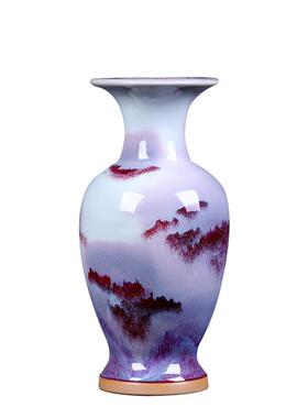 创意抽象红色窑变钧摆瓷件复LRF古家中式居装饰品水培花瓶小花器