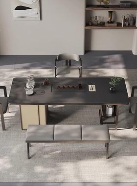 新高中式黑色茶桌TSU茶室会客谈接待办公室泡茶桌洽茶台奢级感泡