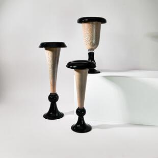 中花瓶银稀有古洒高脚肌新中式侘寂艺理术手工琉璃花器摆件1干花