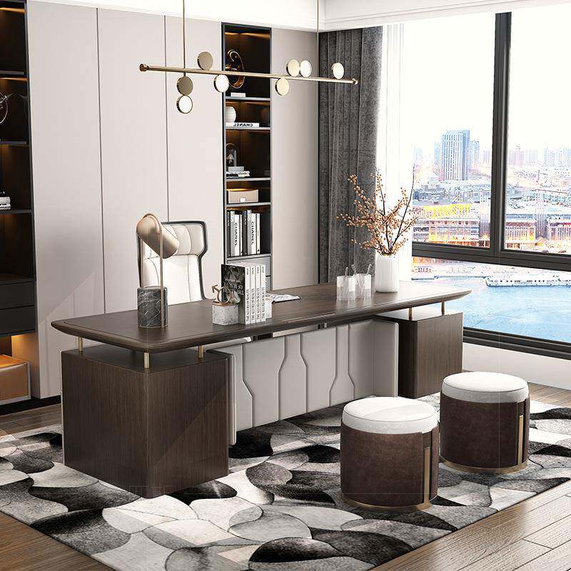 新中式实木轻奢办公桌椅简约现代老板桌大班台主管经理室办公家具