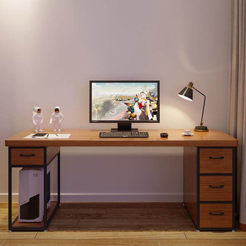 现代实木书桌台式电脑桌一体简约家用电竞桌办公桌学生原木写字台