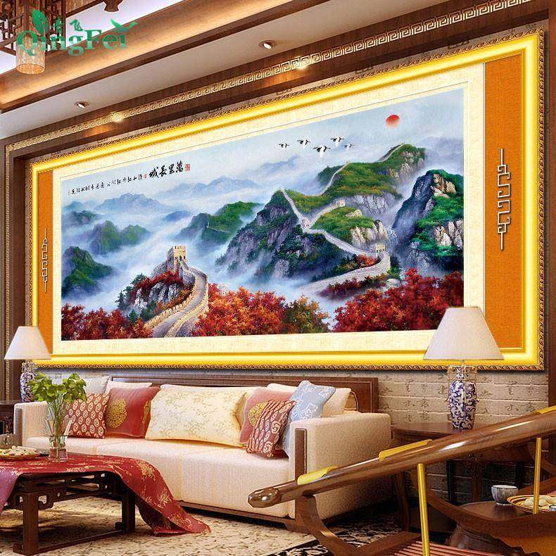 青飞精准印布万里长城鸿运千秋十字绣大幅山水画新中式手工线绣,鲜花速递/花卉仿真/绿植园艺,割草机/草坪机,淘宝优惠券,粉丝福利购,淘宝优惠卷