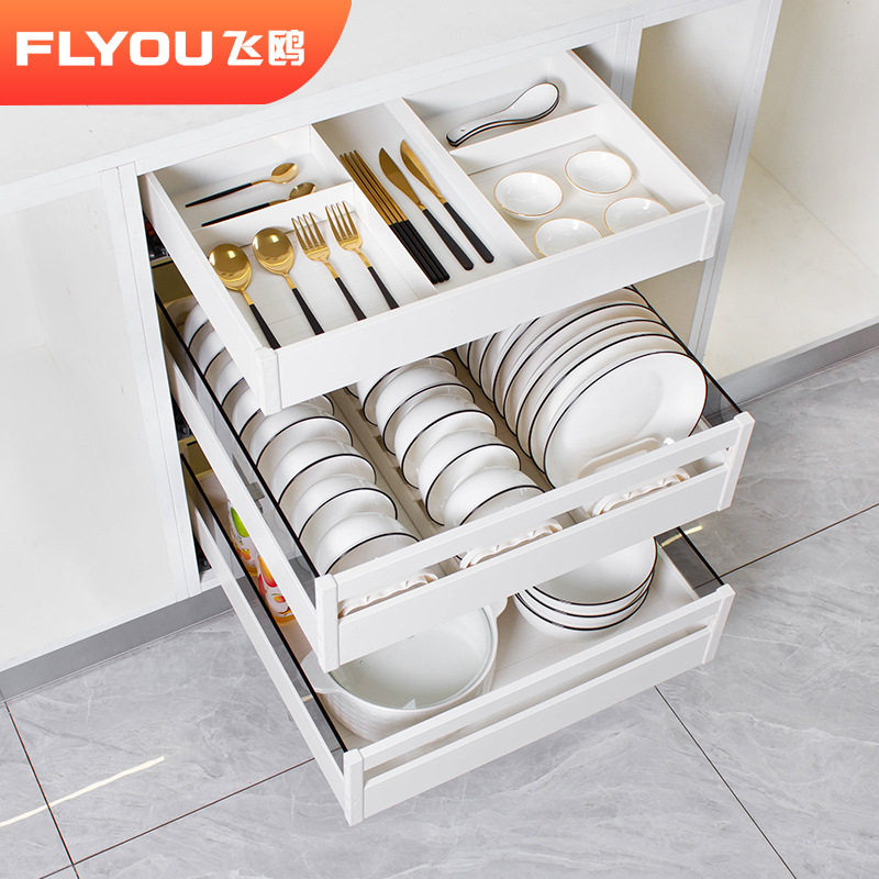 飞鸥厨房橱柜双层抽屉式碗碟拉篮白色碗架加深收纳锅篮碗盘工具篮,厨房/烹饪用具,碗架,淘宝优惠券,粉丝福利购,淘宝优惠卷