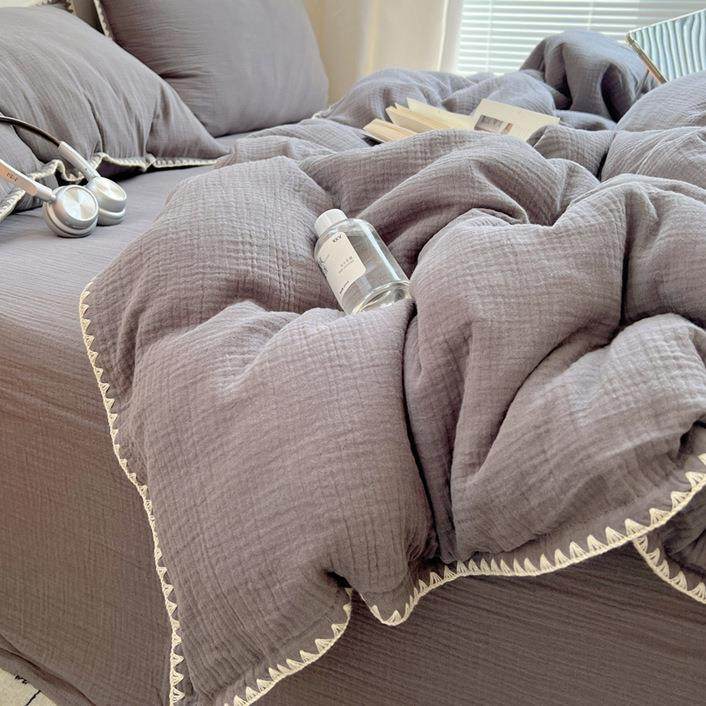 A类全棉皱皱双层纱贝壳边床上四件套简约纯棉床单被套单人三件套4,电子元器件市场,其它元器件,淘宝优惠券,粉丝福利购,淘宝优惠卷