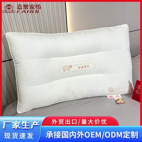 羊绒蛋白护颈枕酒店家用一对装高回弹羽丝棉枕头护颈椎助睡眠枕芯